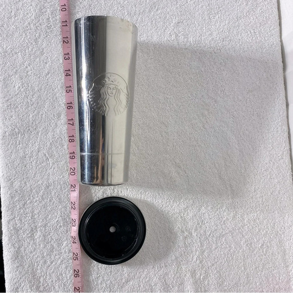 Starbucks Chrome Stainless Steel Siren Logo Cold Cup Tumbler 24oz No Straw - Picture 16 of 16